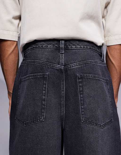 ASOS DESIGN longer length denim jort in washed black, 4 of 5