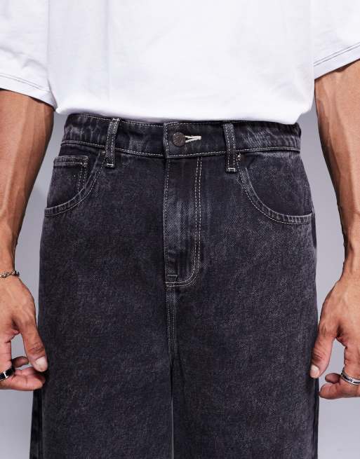 ASOS DESIGN longer length denim jorts in black