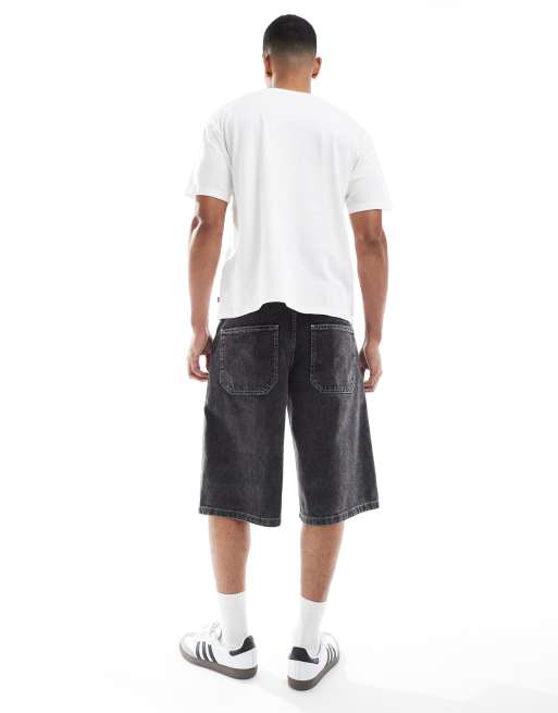ASOS DESIGN longer length denim jorts in black