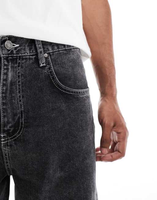 ASOS DESIGN longer length denim jorts in black