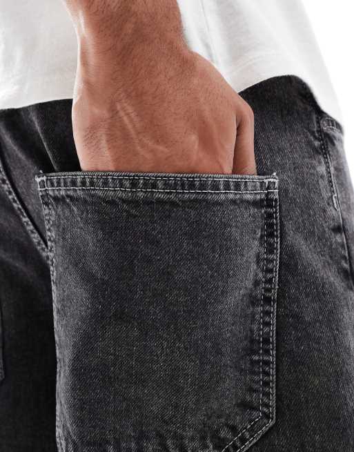 ASOS DESIGN longer length denim jorts in black