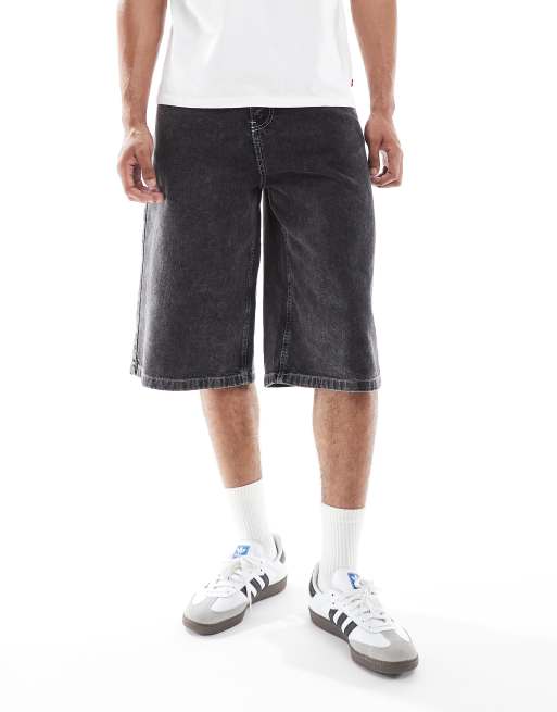 ASOS DESIGN longer length denim jorts in black