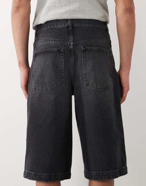 ASOS DESIGN longer length denim jorts in black, 5 of 5