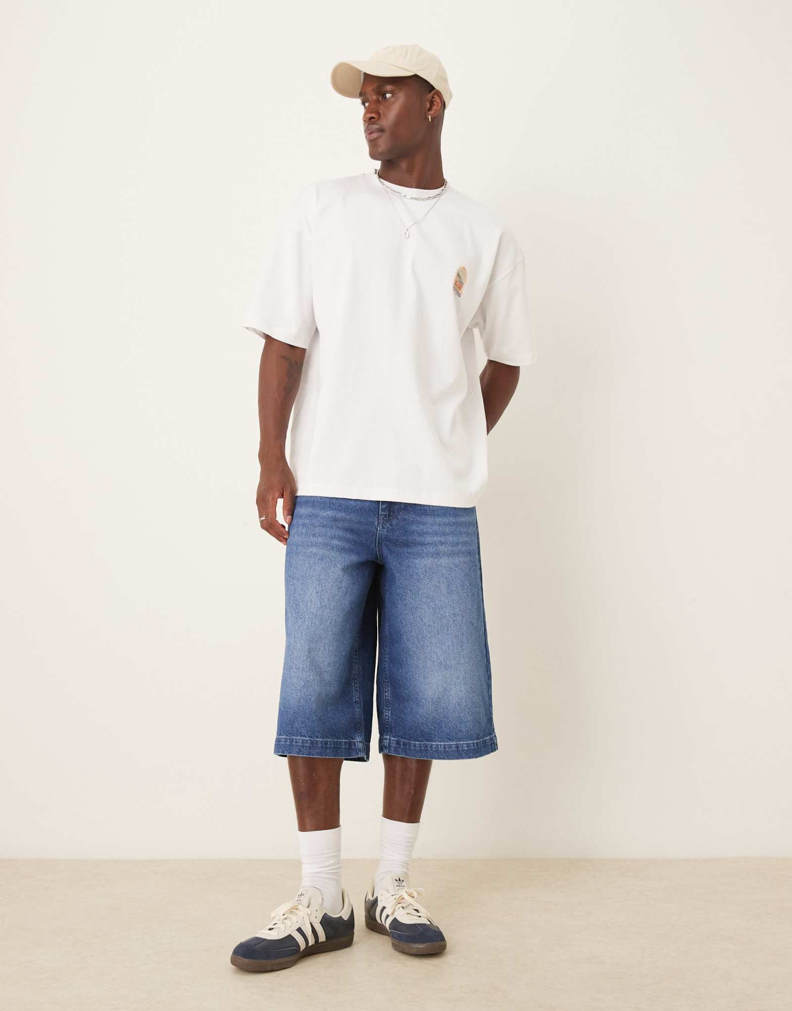 Джинсовые шорты ASOS DESIGN удлиненной длины темно-синего цвета