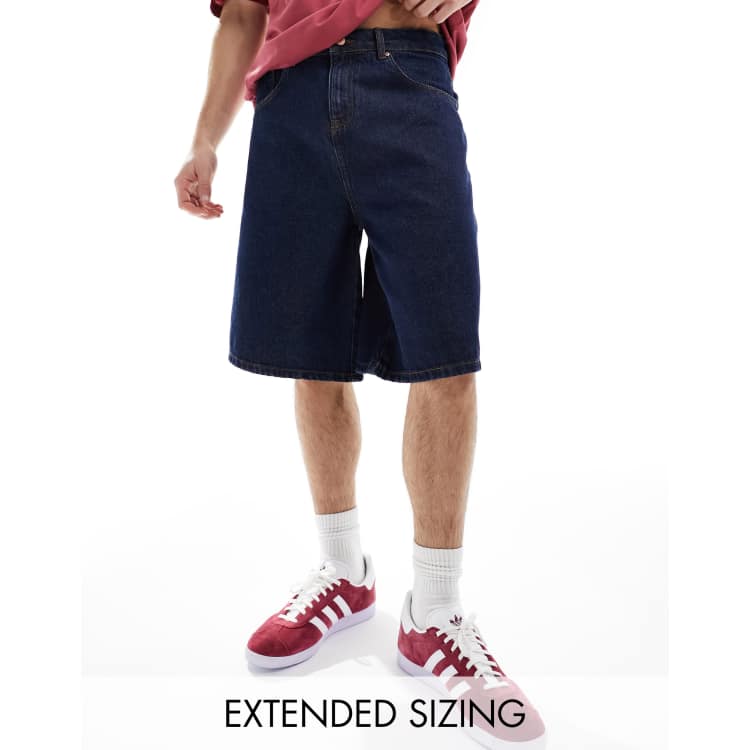 Mens longer length denim 2024 shorts