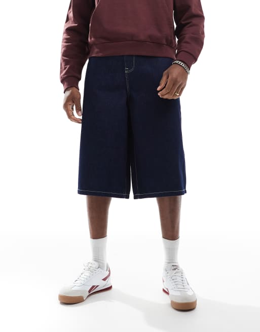 ASOS DESIGN - Bermuda en jean long - Indigo
