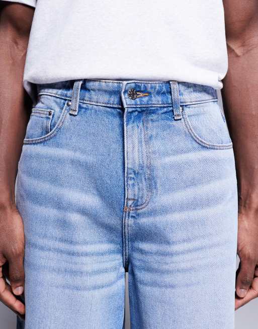 ASOS DESIGN longer length denim jort in light wash blue
