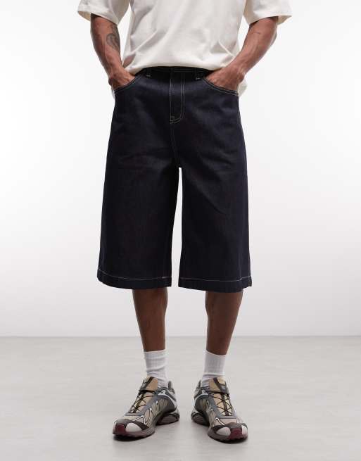ASOS DESIGN longer length denim jorts in raw wash, 2 of 5