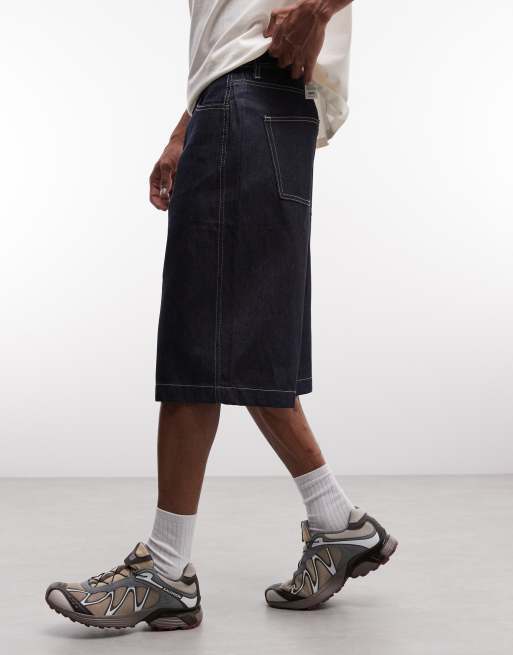 ASOS DESIGN longer length denim jorts in raw wash, 3 of 5