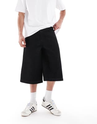 ASOS DESIGN longer length denim jorts in rinse black