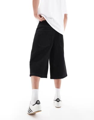 ASOS DESIGN longer length denim jorts in rinse black