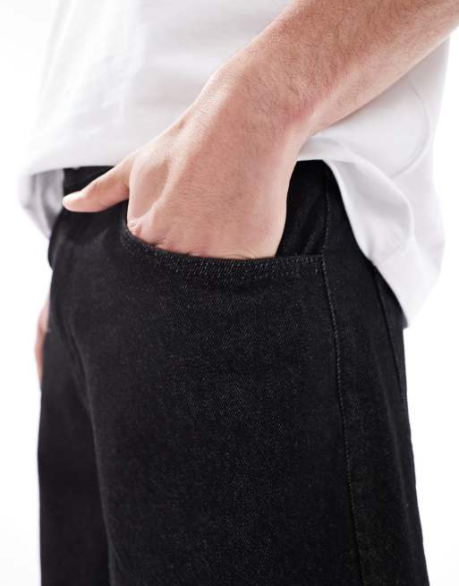 ASOS DESIGN longer length denim jorts in rinse black