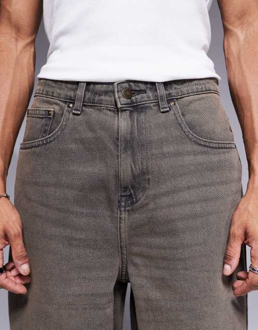 ASOS DESIGN longer length denim jorts in vintage brown tint
