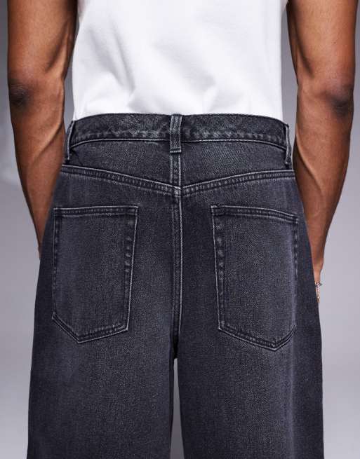 ASOS DESIGN longer length denim jorts in washed black, 4 of 5