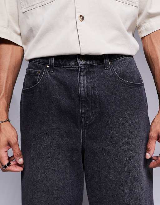 ASOS DESIGN longer length jorts in washed black
