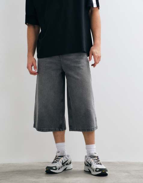 ASOS DESIGN longer length denim jorts in washed grey - view 1