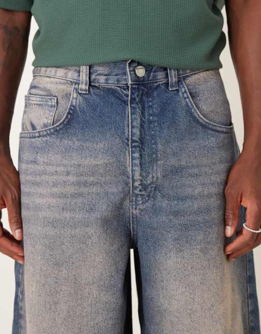 ASOS DESIGN longer length denim jorts with tint in brown wash