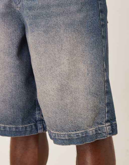 ASOS DESIGN longer length denim jorts with tint in brown wash, 4 of 5