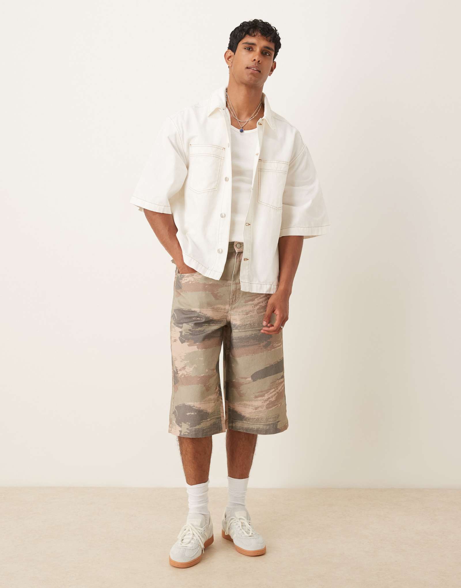 Удлиненные джинсовые шорты ASOS DESIGN с камуфляжным принтом в пустыне - часть комплекта