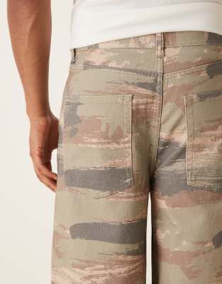 Asos Design Longer Length Denim Shorts In Multi