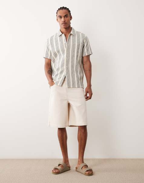 ASOS DESIGN longer length jort in ecru herringbone - view 1