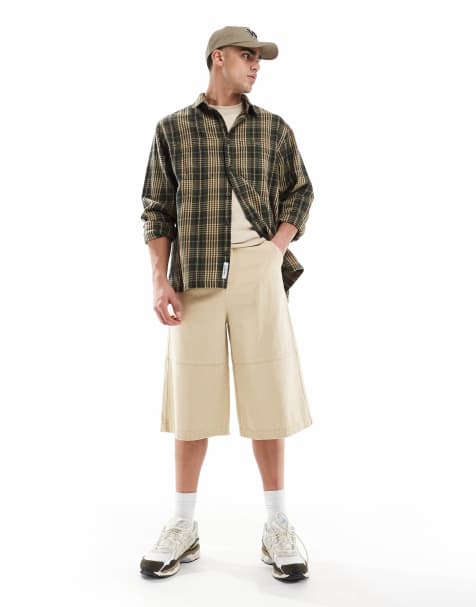 ASOS DESIGN longer length jorts in beige - view 1