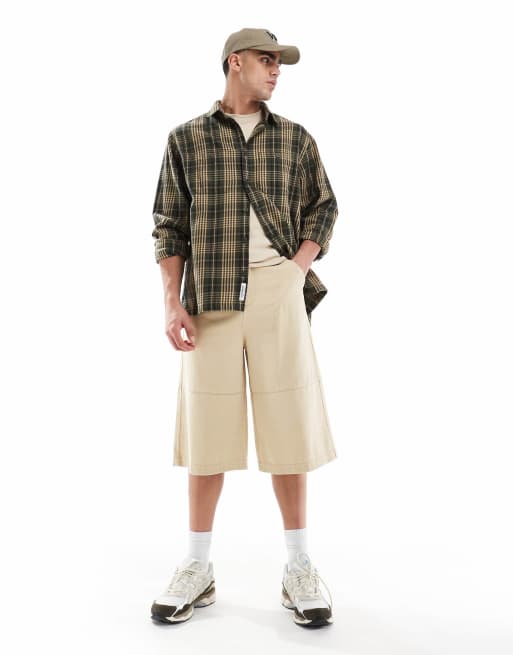 ASOS DESIGN longer length jorts in beige