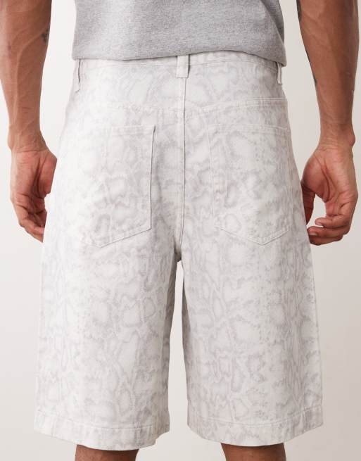 ASOS DESIGN longer length jorts in crocodile print, 4 of 5