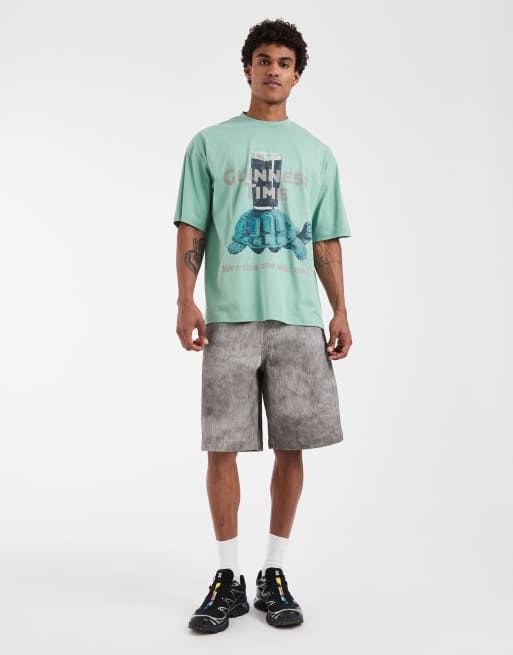 ASOS DESIGN longer length jorts in gray fuzzy print, 2 of 5