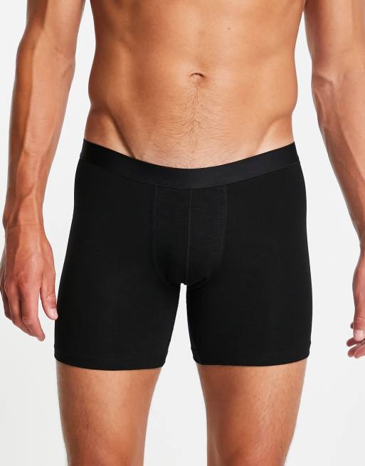 ASOS DESIGN longer length modal trunks in black