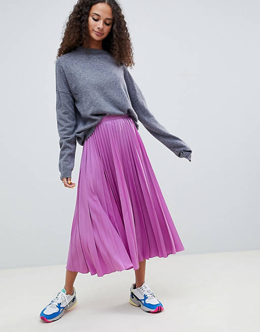 ASOS DESIGN longer length pleated midi skirt | ASOS