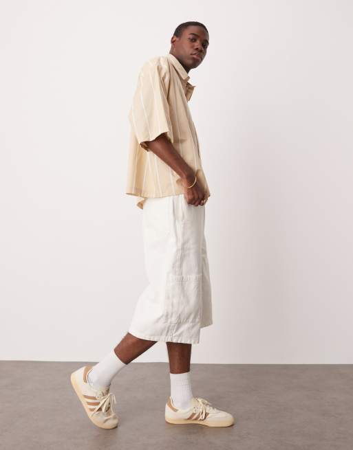 ASOS DESIGN longer length pull on cargo jorts in white