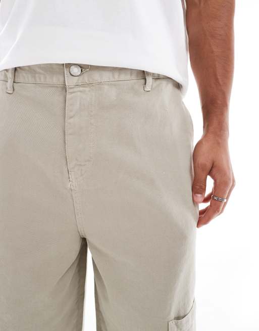 ASOS DESIGN longer length pull on cargo shorts in grey, 4 of 5