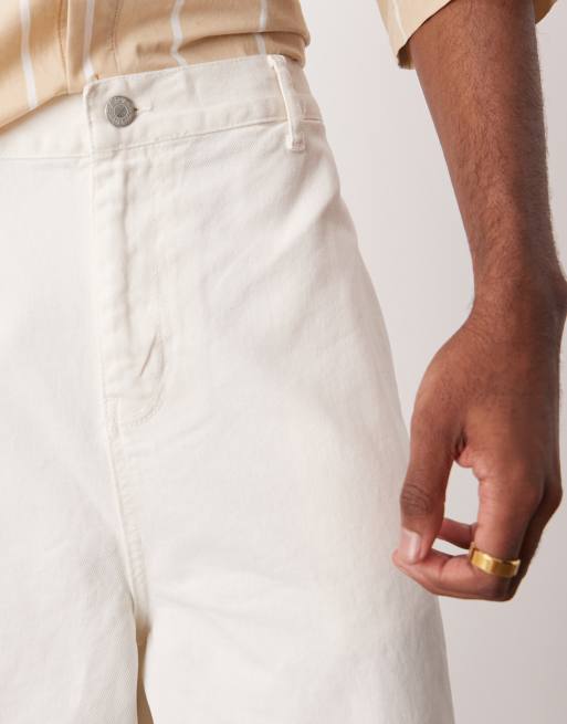 ASOS DESIGN longer length pull on cargo shorts in white