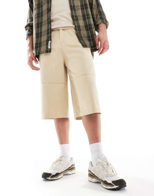 ASOS DESIGN – Länger geschnittene Jorts in Beige