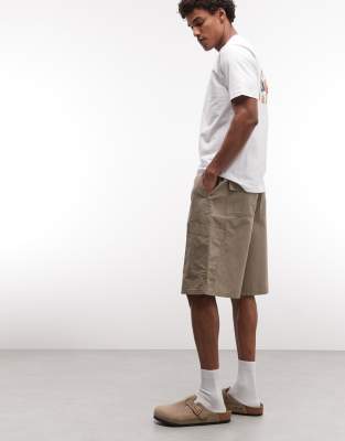 Asos Design Longer Length Shorts In Neutral