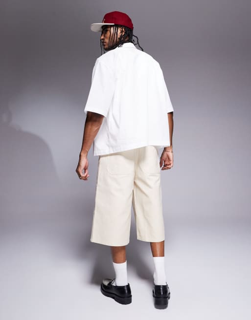 ASOS DESIGN longer length shorts in ecru