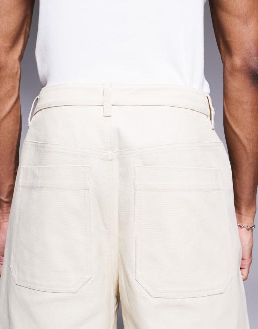 ASOS DESIGN longer length shorts in ecru