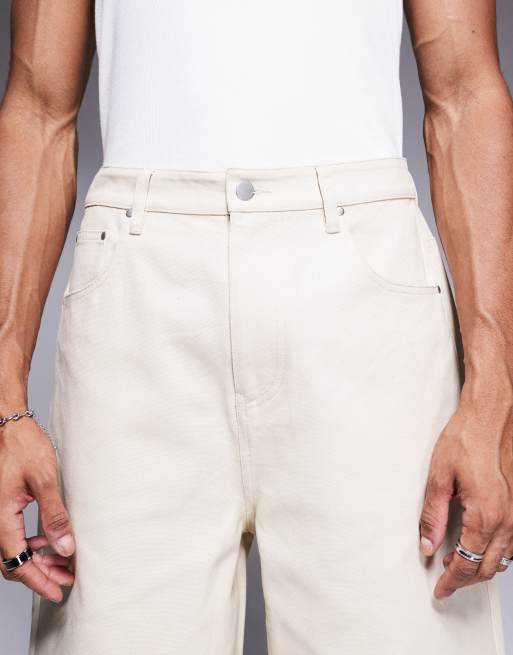 ASOS DESIGN longer length shorts in ecru