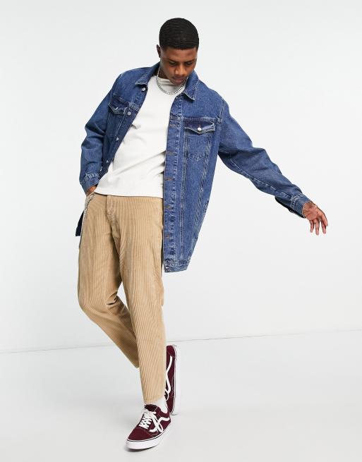 ASOS DESIGN - Longline 70'er-denimjakke i mellemblå vask