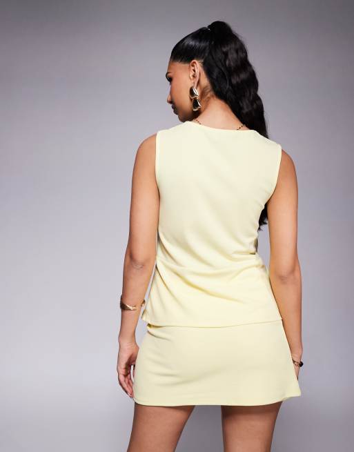 ASOS DESIGN longline asymmetrical button up vest in buttermilk - part of a set, 4 of 4