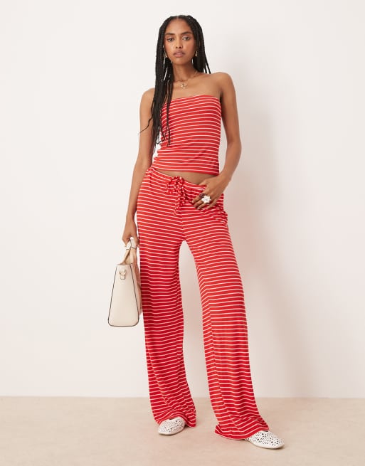 ASOS DESIGN longline bandeau in red stripe - part of a set