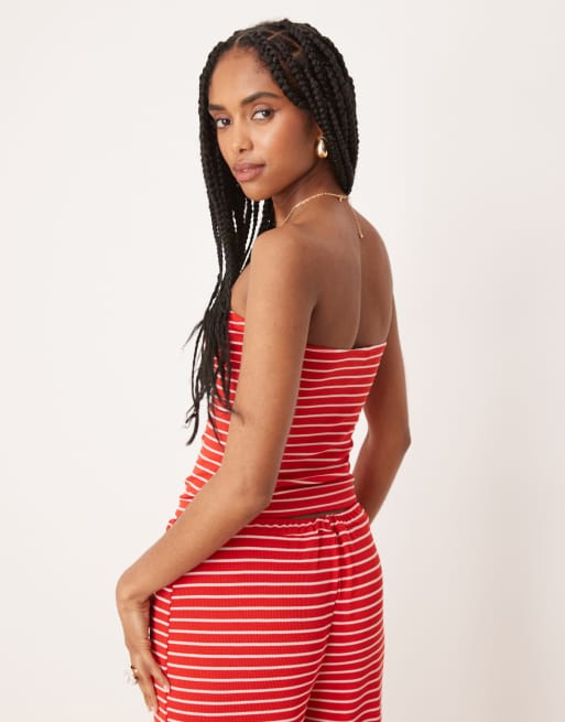 ASOS DESIGN longline bandeau in red stripe - part of a set, 3 of 4