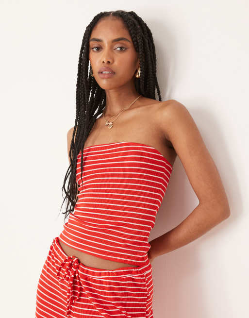 ASOS DESIGN longline bandeau in red stripe - part of a set