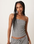 [ASOS DESIGN] ASOS DESIGN longline bandeau top in mono gingham (Part of a set)-Multi L MONO