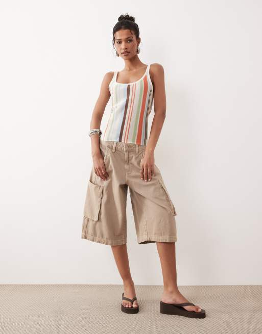 ASOS DESIGN longline bermuda short with utility pocket detail in tan, 5 of 5