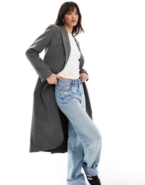 ASOS DESIGN longline blazer in grey - view 1