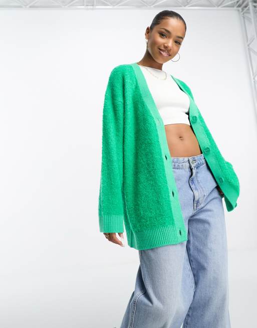 ASOS DESIGN longline boyfriend cardigan in textured stitch in