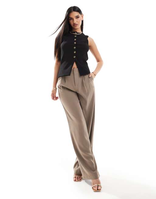 ASOS DESIGN longline button through waistcoat top in black, 3 of 4