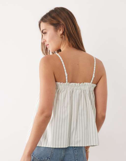 ASOS DESIGN longline cami top in green pinstripe (part of a set), 4 of 4